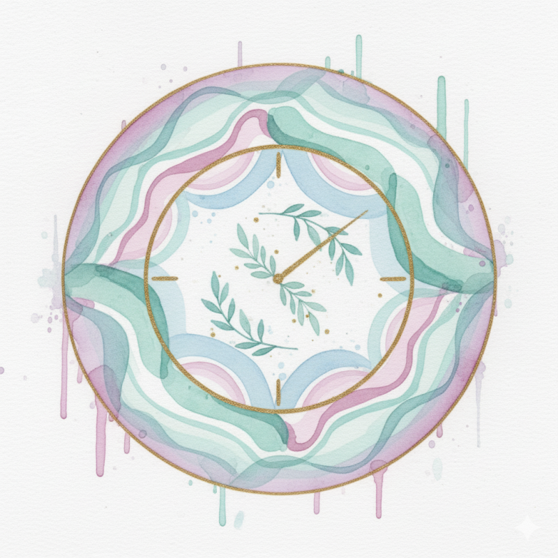 לחקור את העסק שלך איור מופשט של שעון בצבעי מים